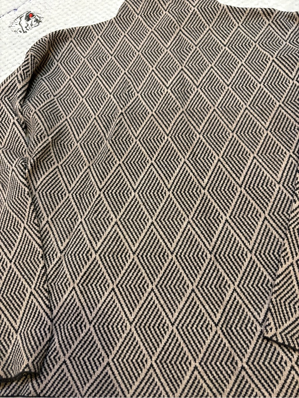 Halston Heritage Black & Cream Diamond-Pattern Turtleneck Sweater